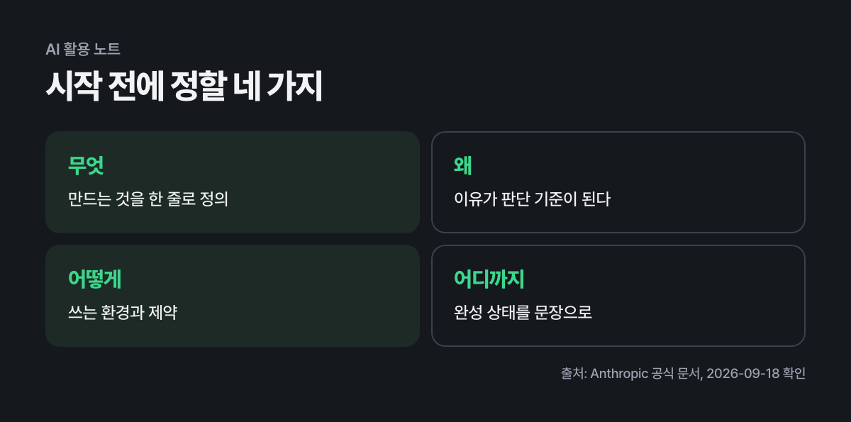 시작 전에 정할 네 가지